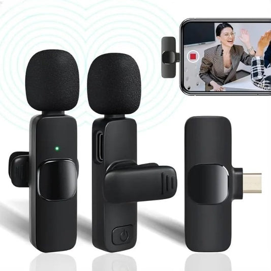 K11 2-In-1 Dual Wireless Collar Microphone Type-C And Lightning Omnidirectional Lavalier Mic - Electronic Accessory Designed For Audio Recording And Daily Streaming Routine