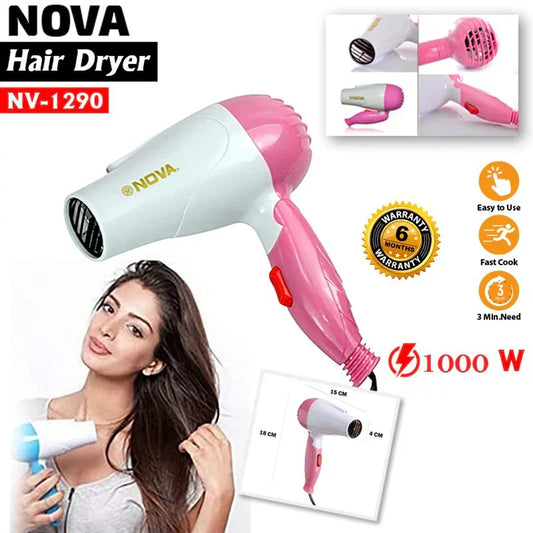 Nova Hair Dryer NV 1290 | Quick Dry Foldable Hair Dryer | Travel Dryer