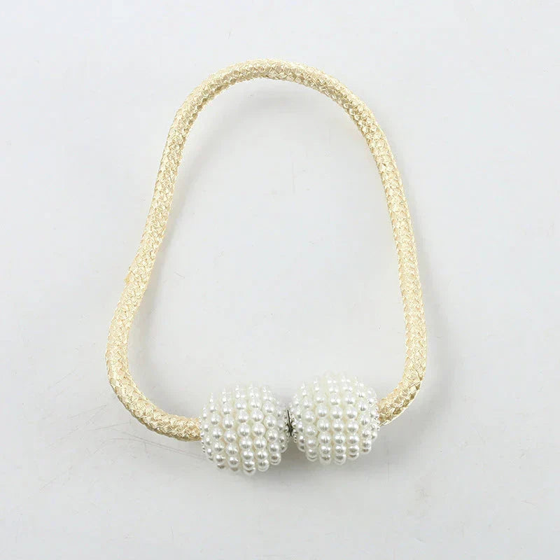 Magnetic Curtain Buckle Tieback – Beaded Hanging Ball Curtain Clip (1 Pair, Random Color)