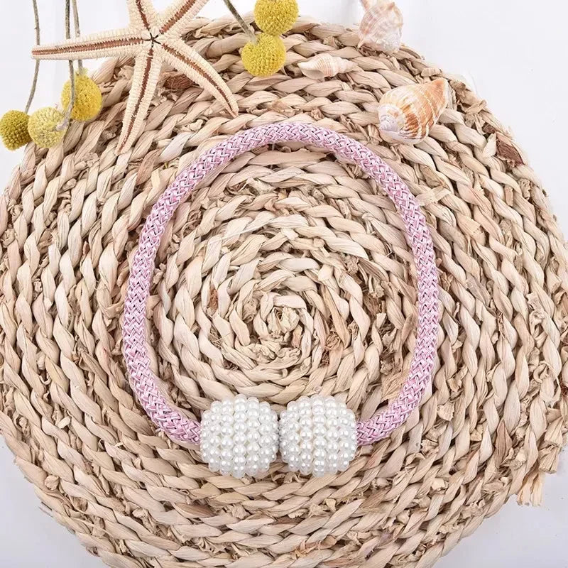 Magnetic Curtain Buckle Tieback – Beaded Hanging Ball Curtain Clip (1 Pair, Random Color)