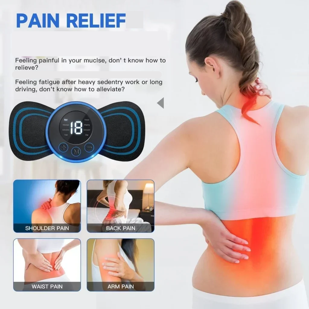 EMS Butterfly Neck Massager | Portable Electric Pulse Muscle Stimulator for Neck Pain Relief