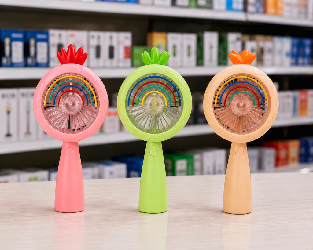 Rainbow LED Mini Fan – USB Rechargeable Handheld Fan