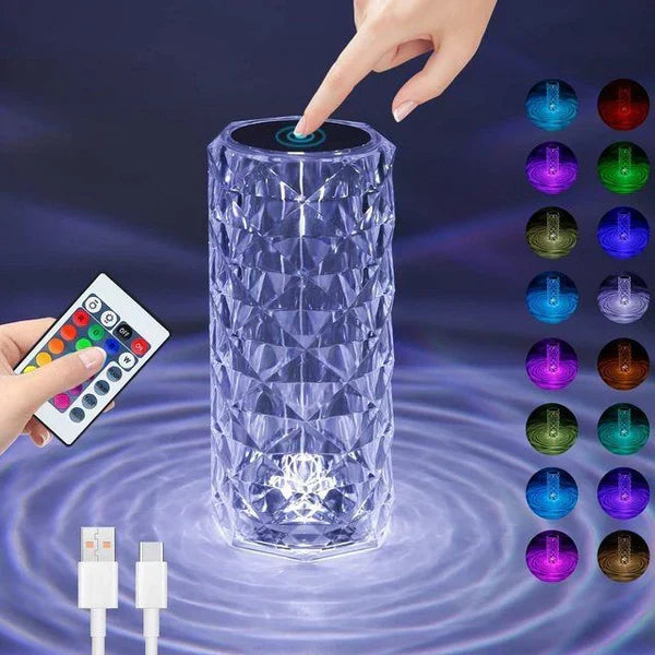 16-Color Crystal Lamp – RGB Diamond LED Light with Remote