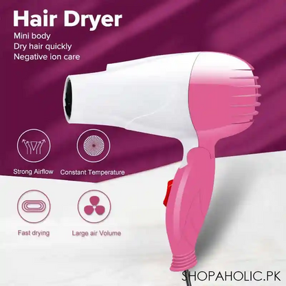 Nova Hair Dryer NV 1290 | Quick Dry Foldable Hair Dryer | Travel Dryer