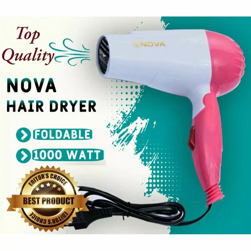 Nova Hair Dryer NV 1290 | Quick Dry Foldable Hair Dryer | Travel Dryer