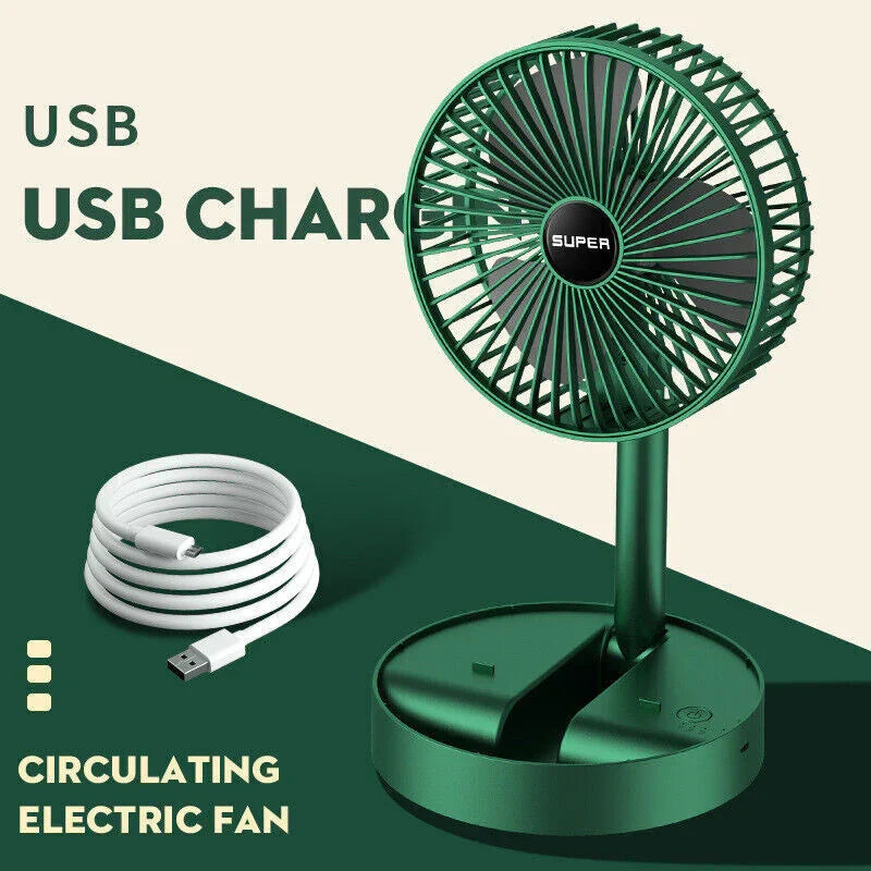 Rechargeable Folding Table Fan – Portable Telescopic Air Cooler
